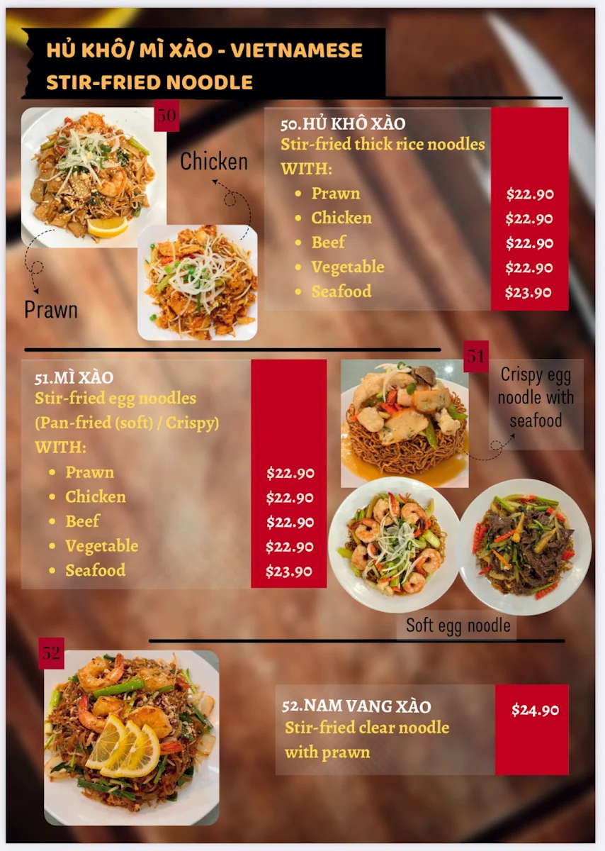 Menu, Huong Giang Marrickville