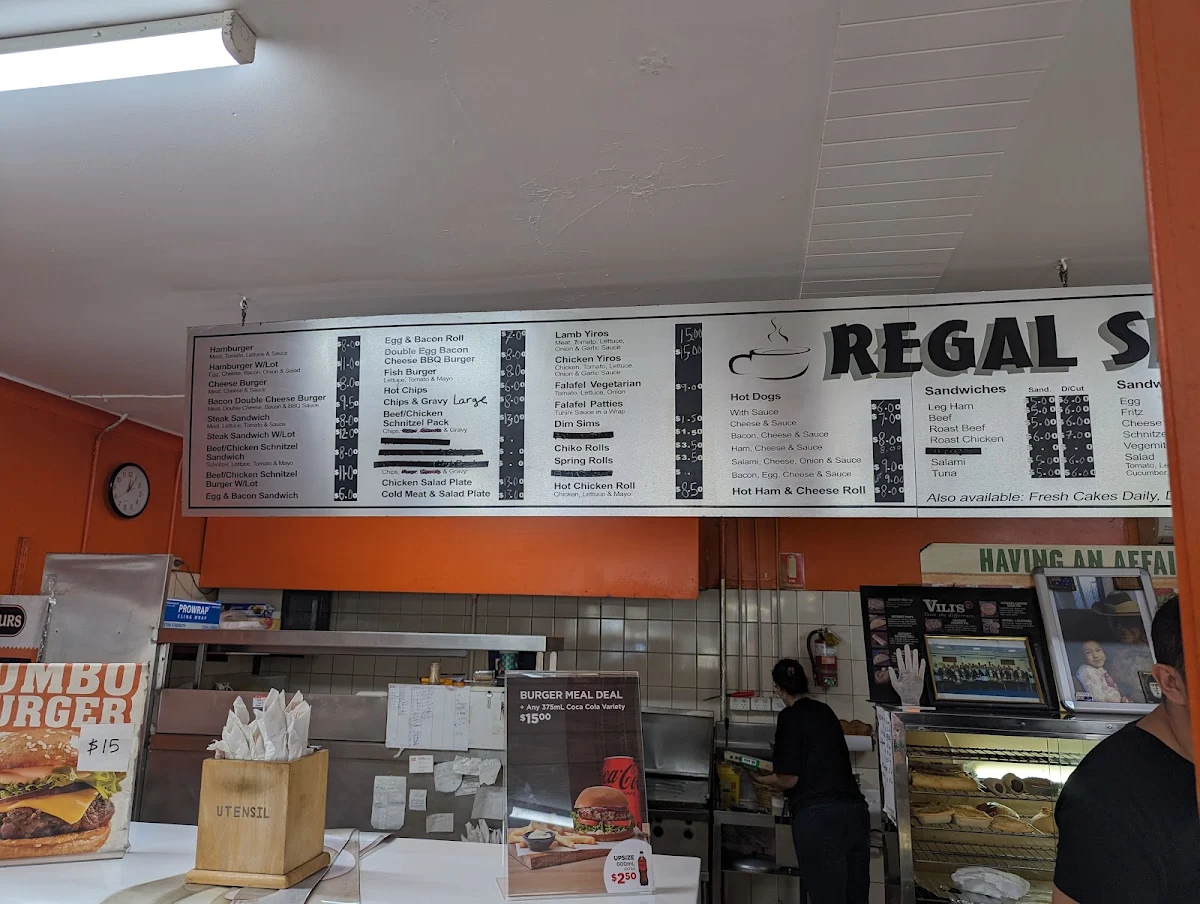 Menu, Regal Snack Bar