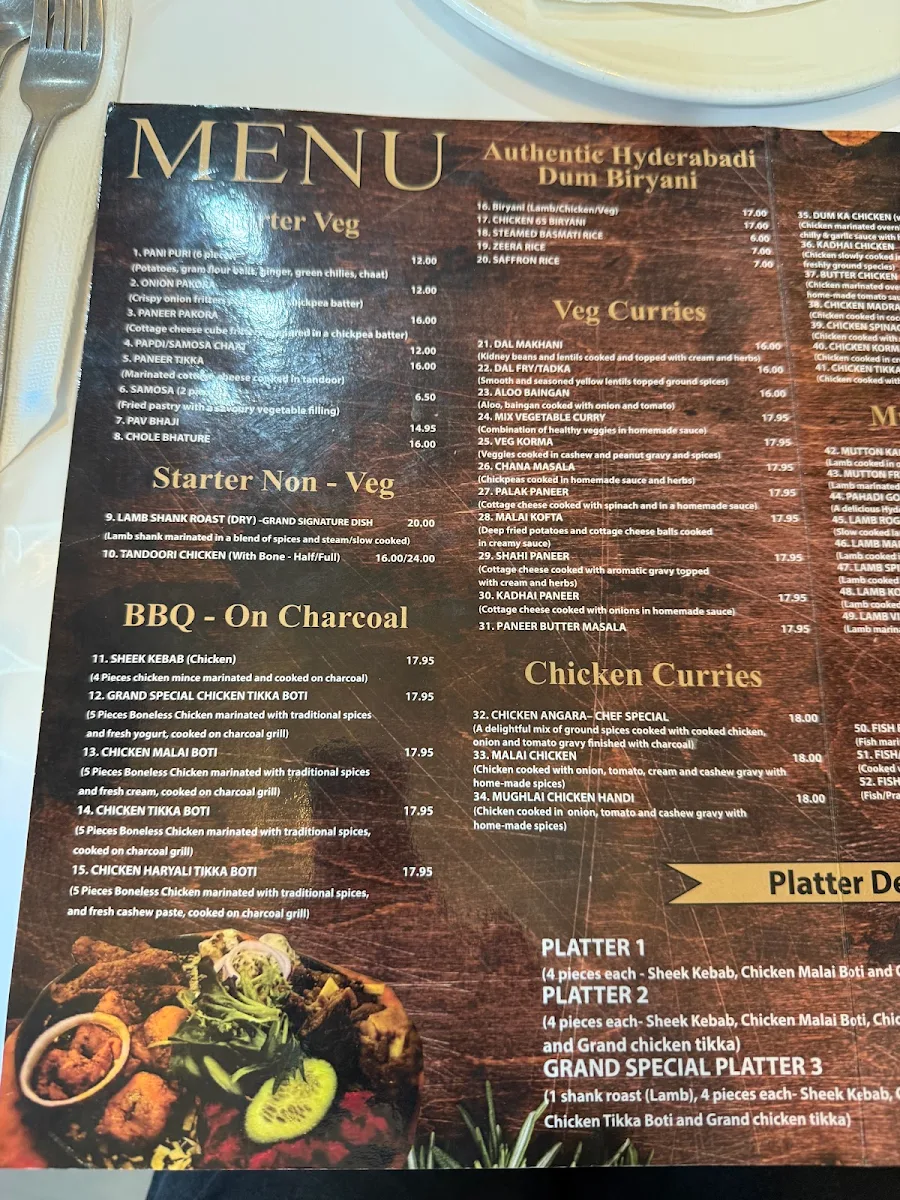 Menu, Grand Restaurant Caroline Springs