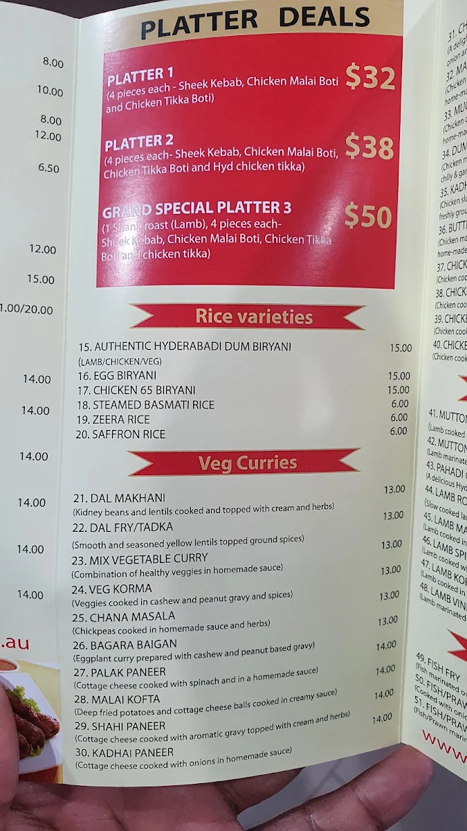 Menu, Grand Restaurant Caroline Springs