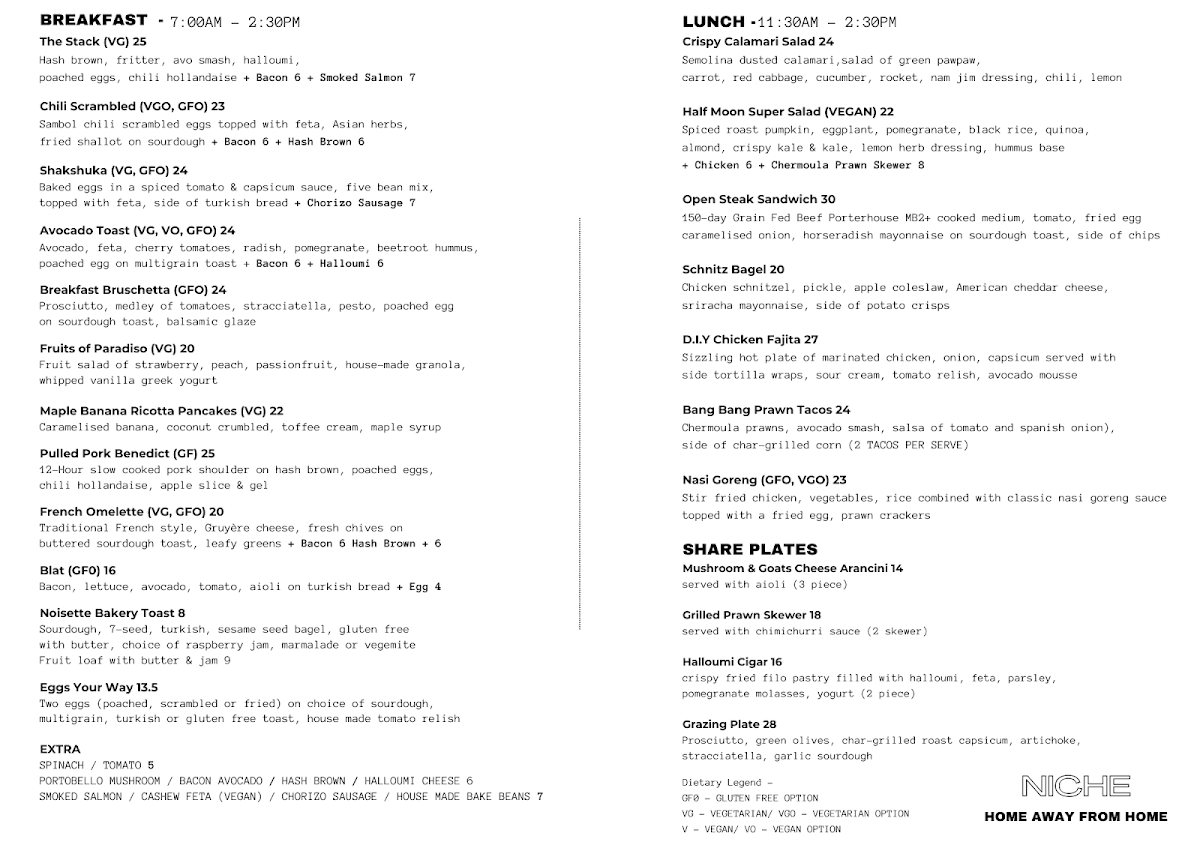 Menu, Niche On Bridge
