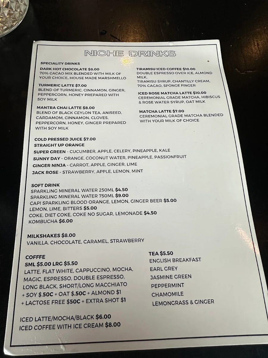 Menu, Niche On Bridge