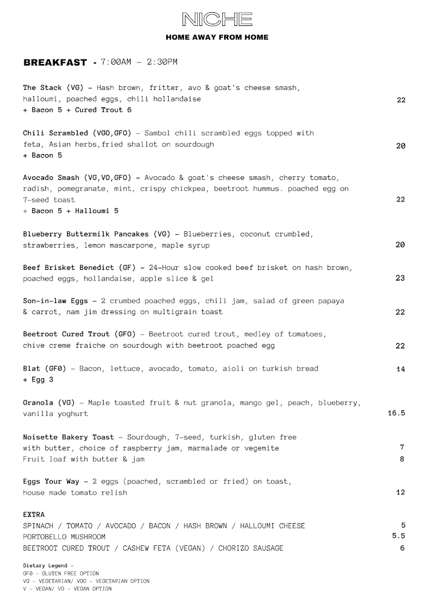Menu, Niche On Bridge