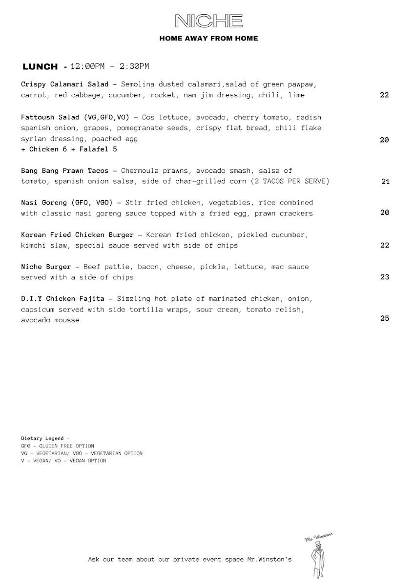 Menu, Niche On Bridge