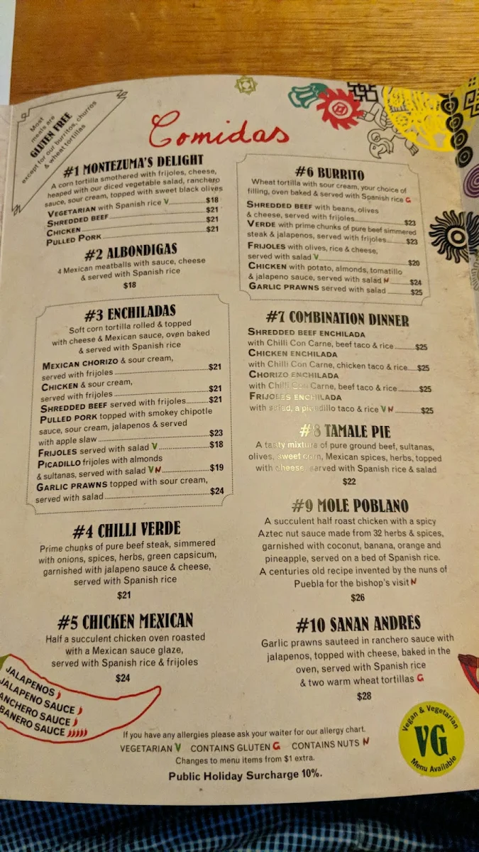 Menu, Montezuma's Mexican Restaurant & Bar - Labrador