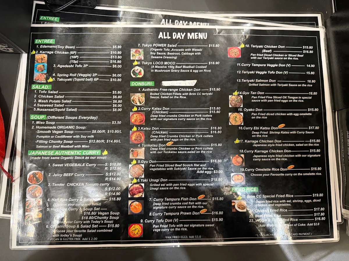 Menu, Brim CC