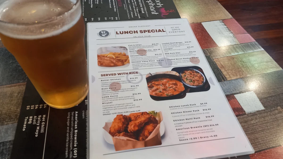 Menu, Drunk Elephant Bar, Bistro & Shisha