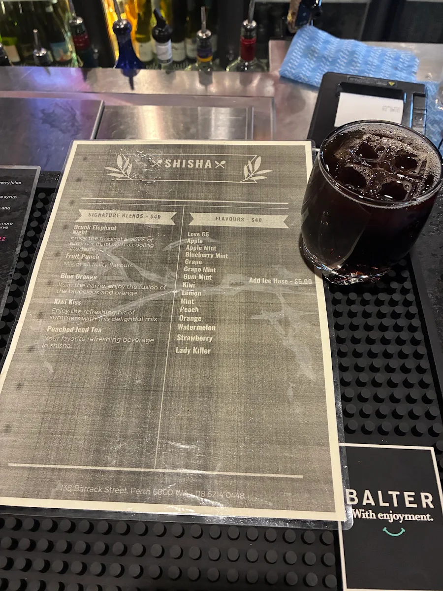 Menu, Drunk Elephant Bar, Bistro & Shisha