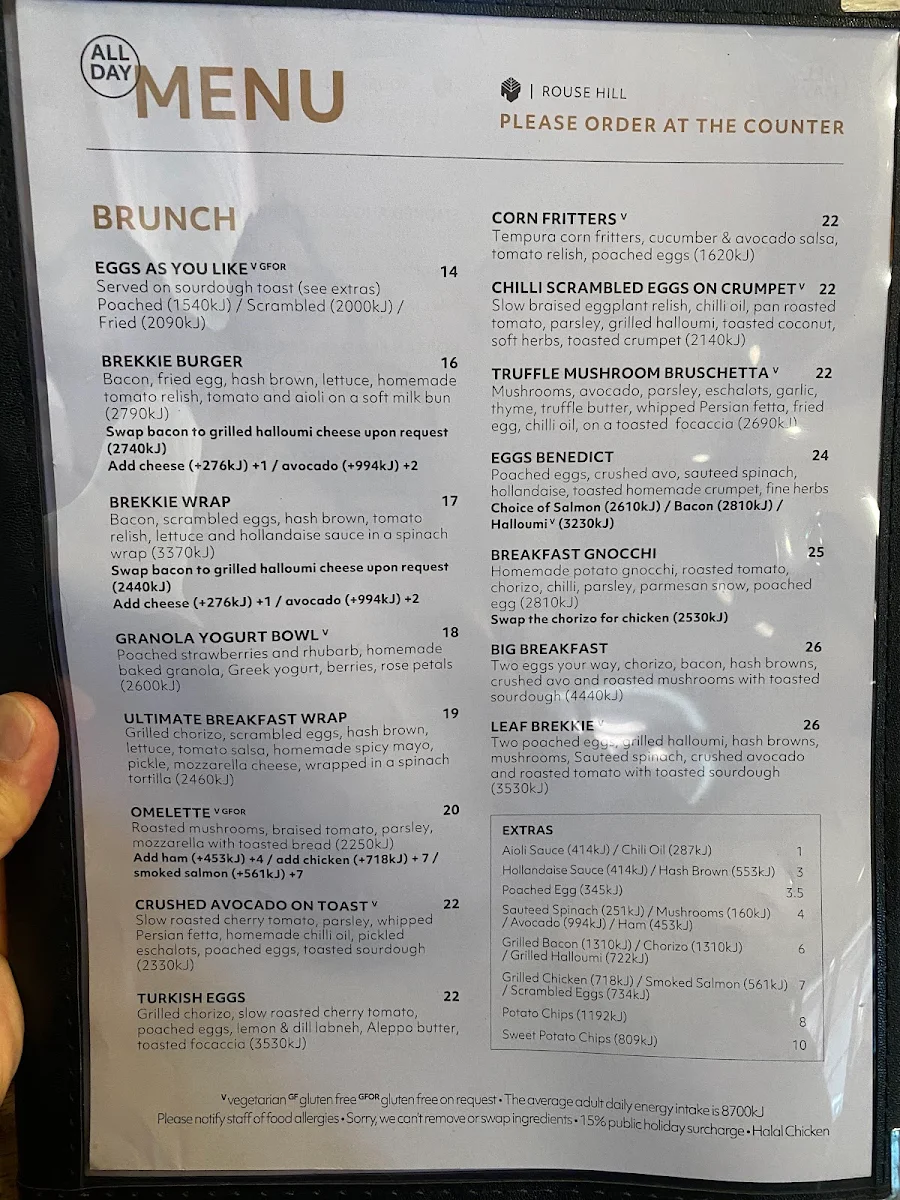 Menu, Leaf Cafe & Co.