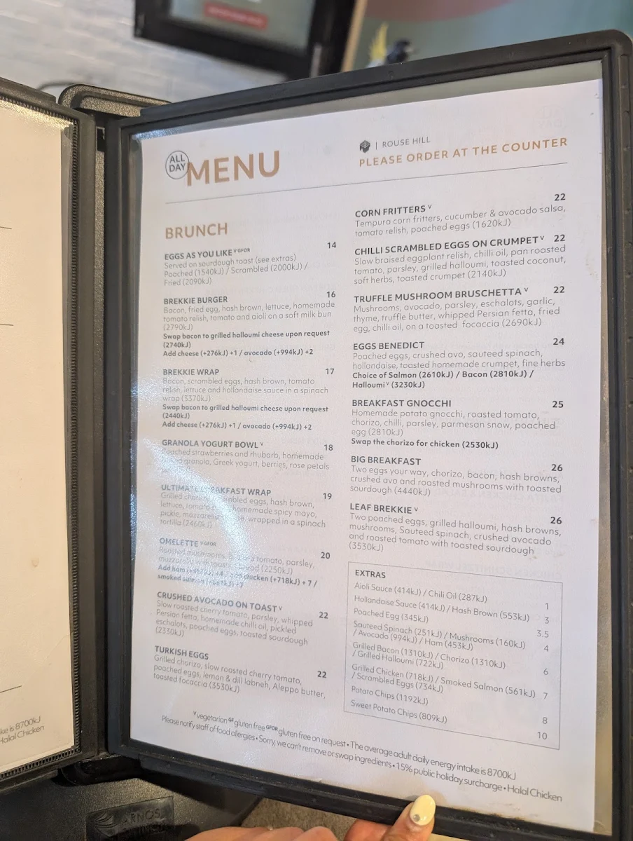 Menu, Leaf Cafe & Co.