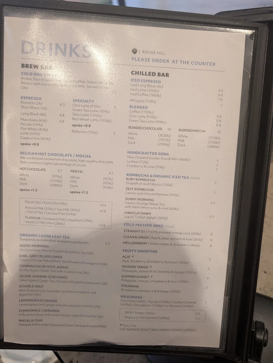 Menu, Leaf Cafe & Co.
