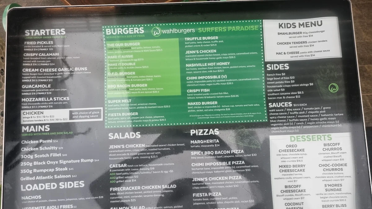 Menu, Wahlburgers