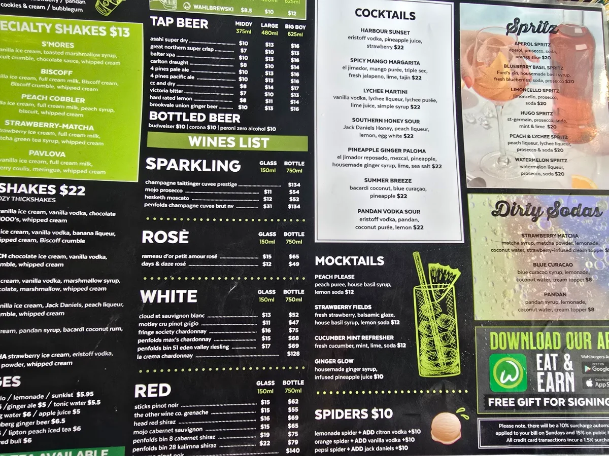 Menu, Wahlburgers