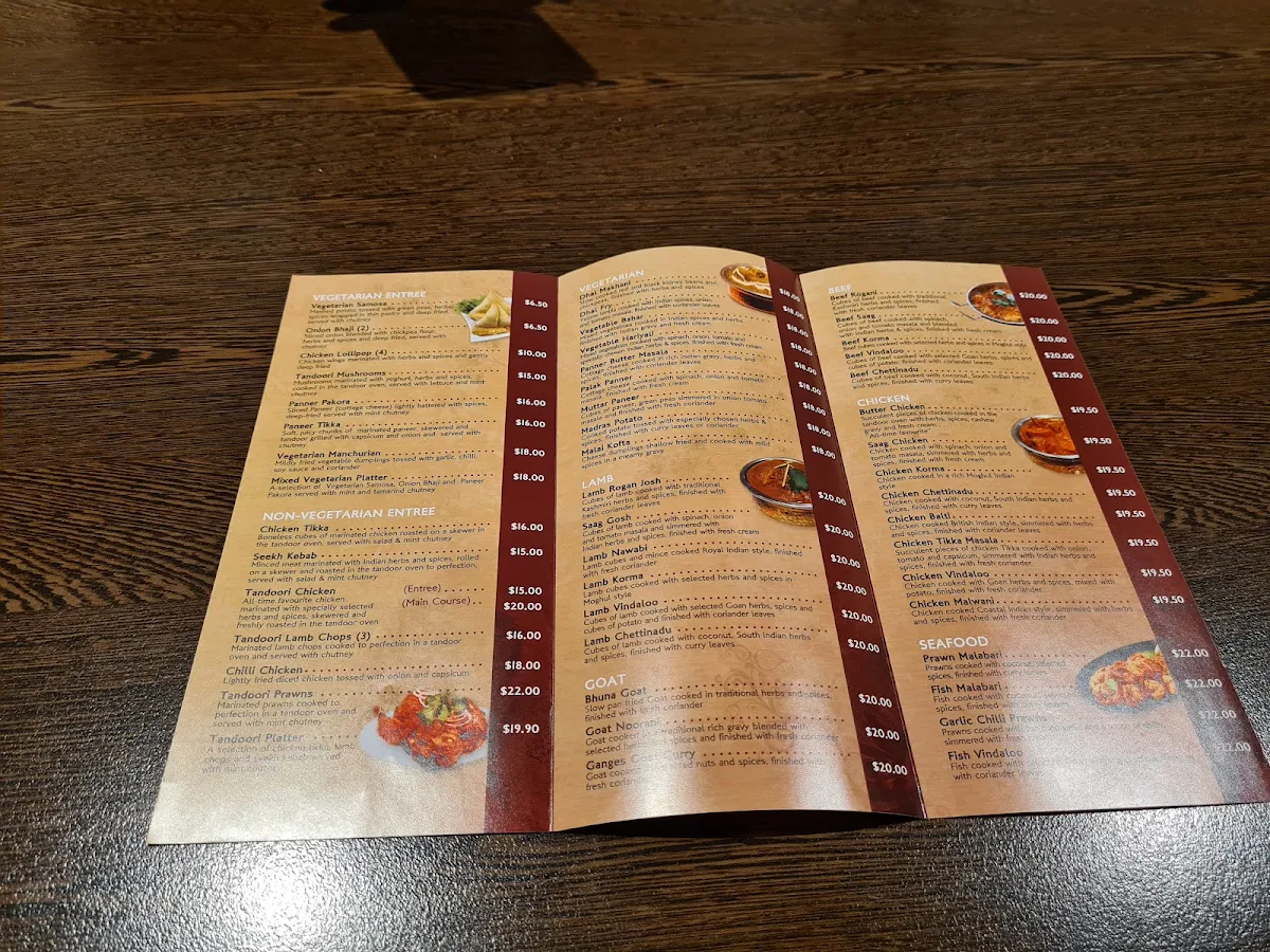 Menu, Ganges Indian by Nature