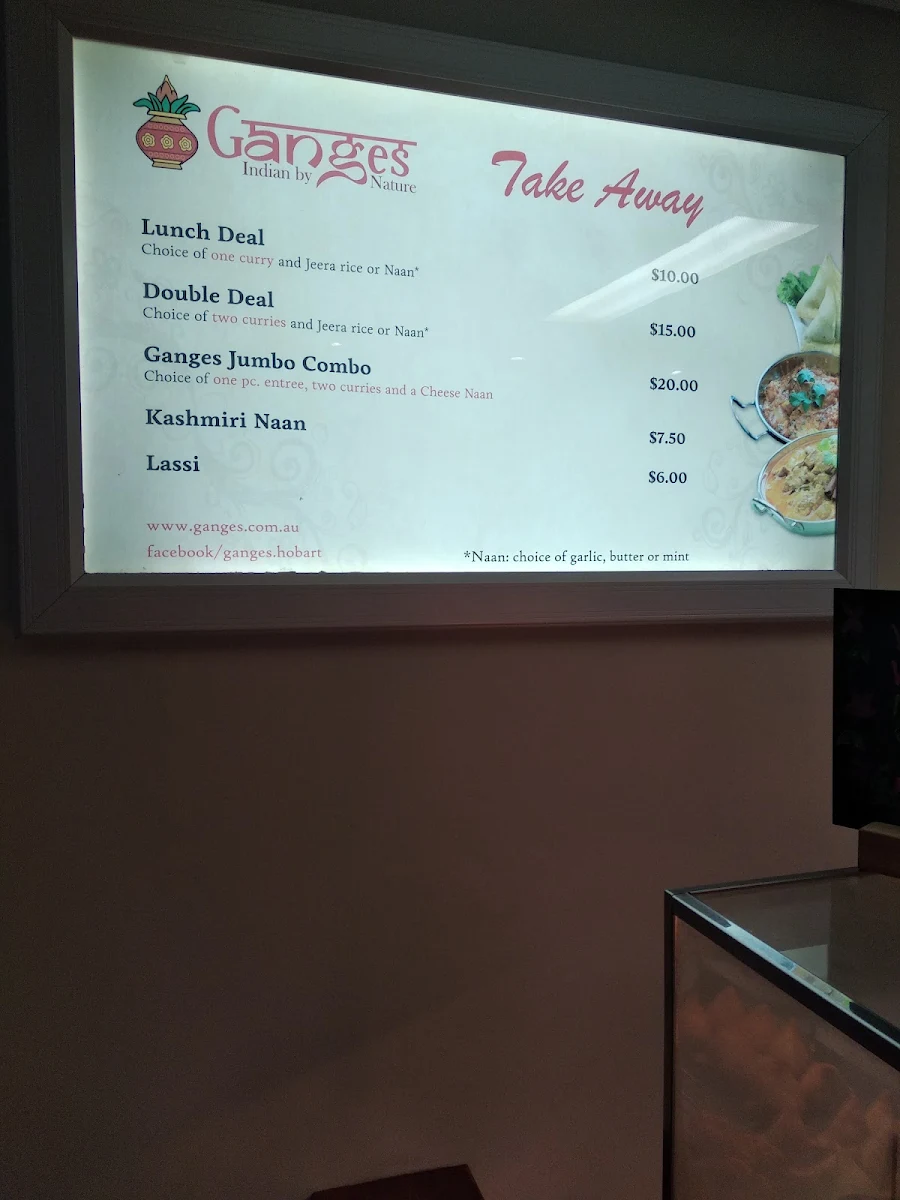 Menu, Ganges Indian by Nature