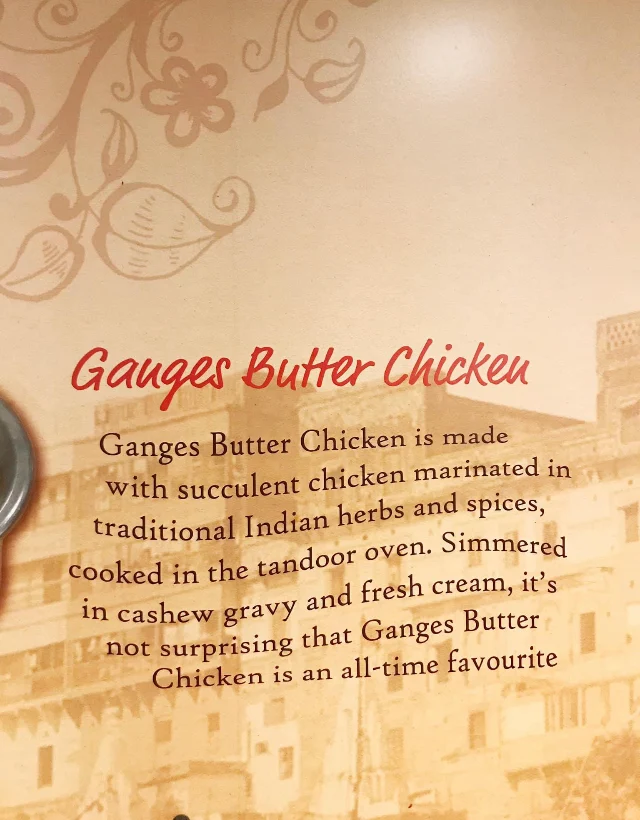 Menu, Ganges Indian by Nature