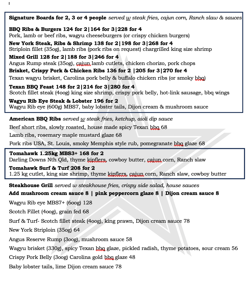 Menu, Roast Republic