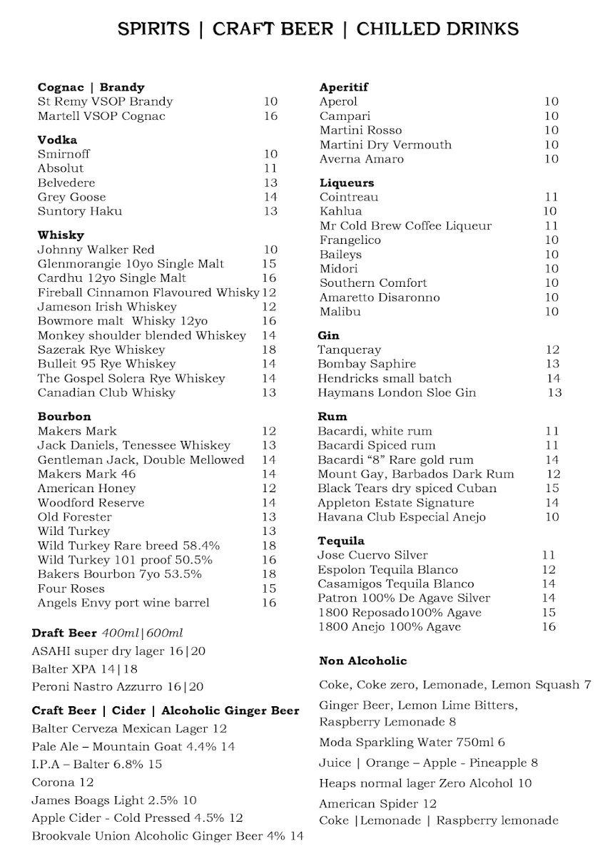 Menu, Roast Republic