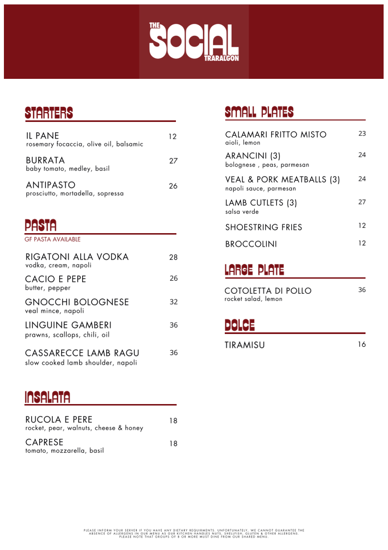 Menu, The Social