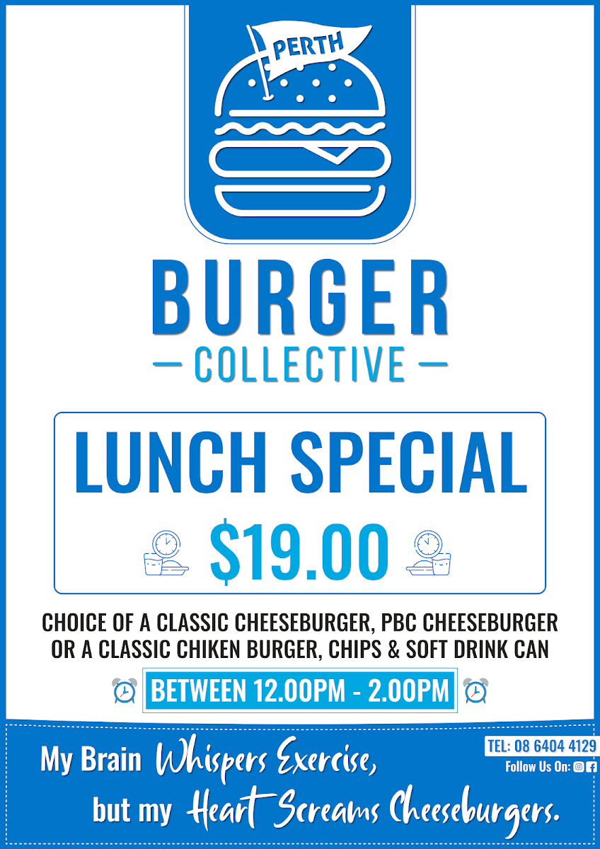 Menu, Perth Burger Collective (PBC)