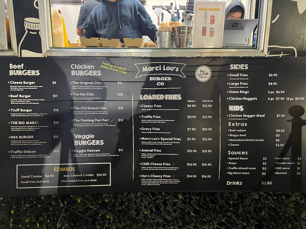 Menu, Marci Lou's Burger Co - Cabramatta
