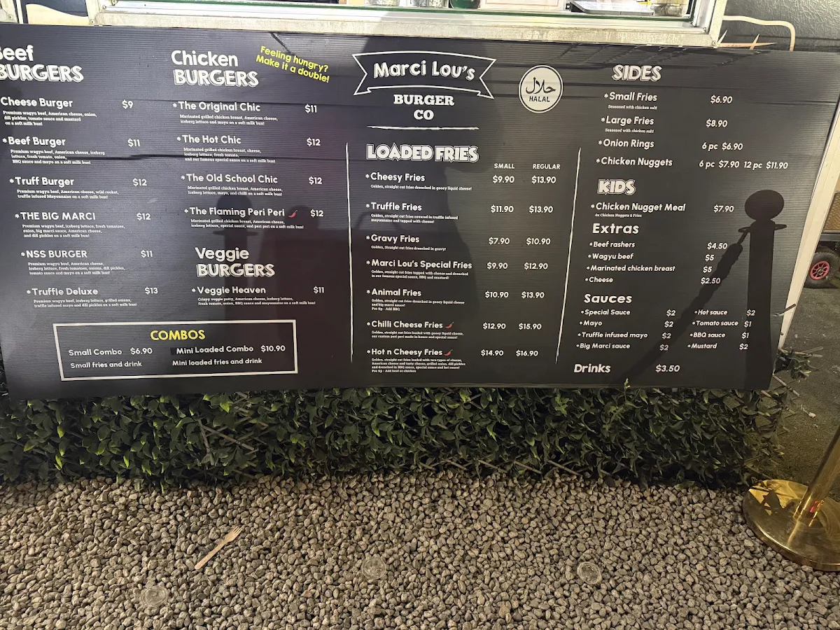 Menu, Marci Lou's Burger Co - Cabramatta