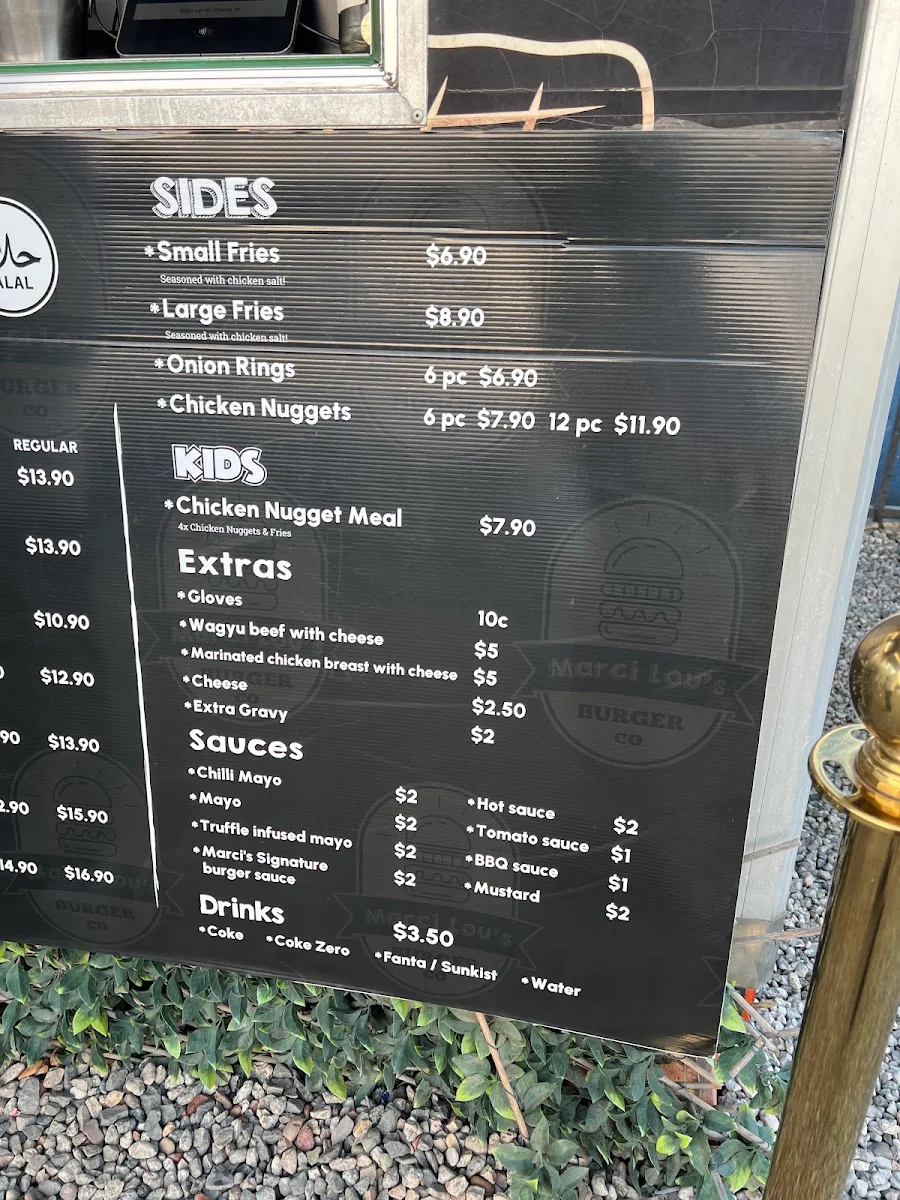Menu, Marci Lou's Burger Co - Cabramatta
