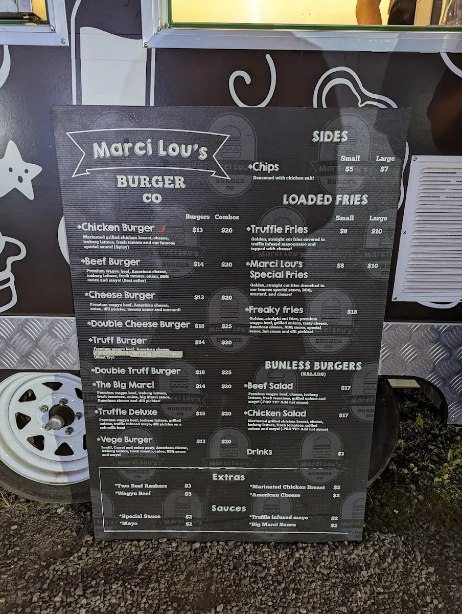 Menu, Marci Lou's Burger Co - Cabramatta