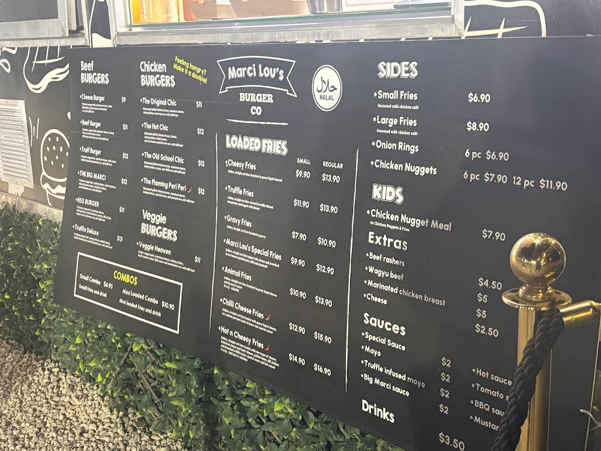 Menu, Marci Lou's Burger Co - Cabramatta