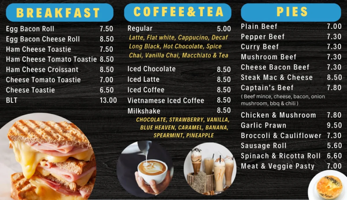 Menu, Captains of Emerald