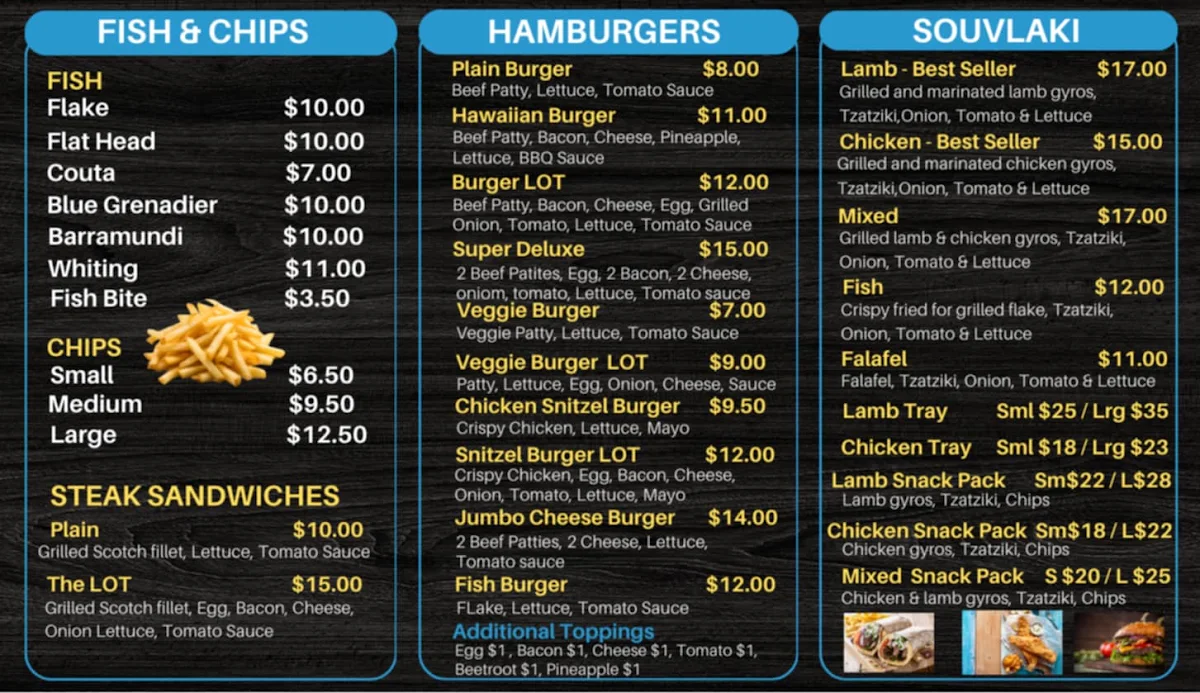Menu, Captains of Emerald