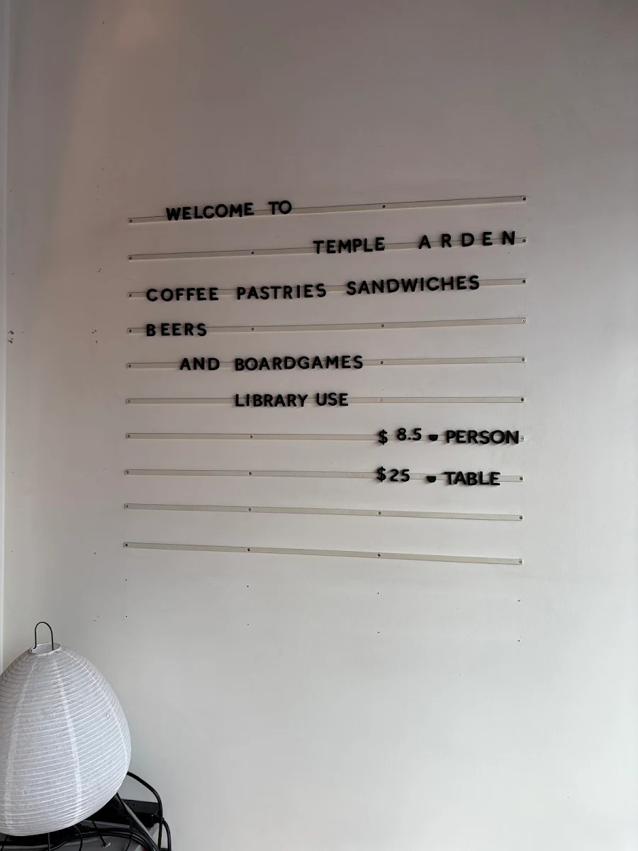 Menu, Temple Arden