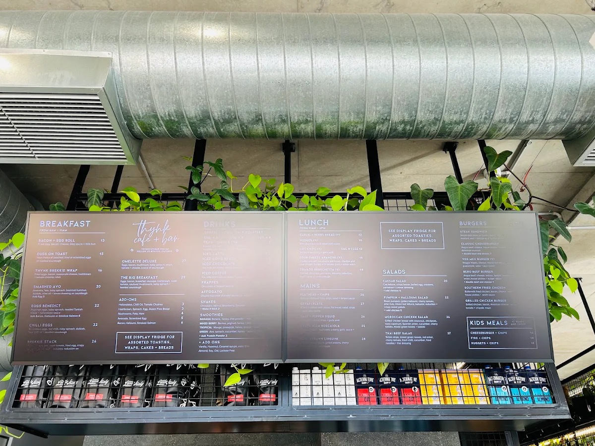 Menu, THYNK Cafe + Bar