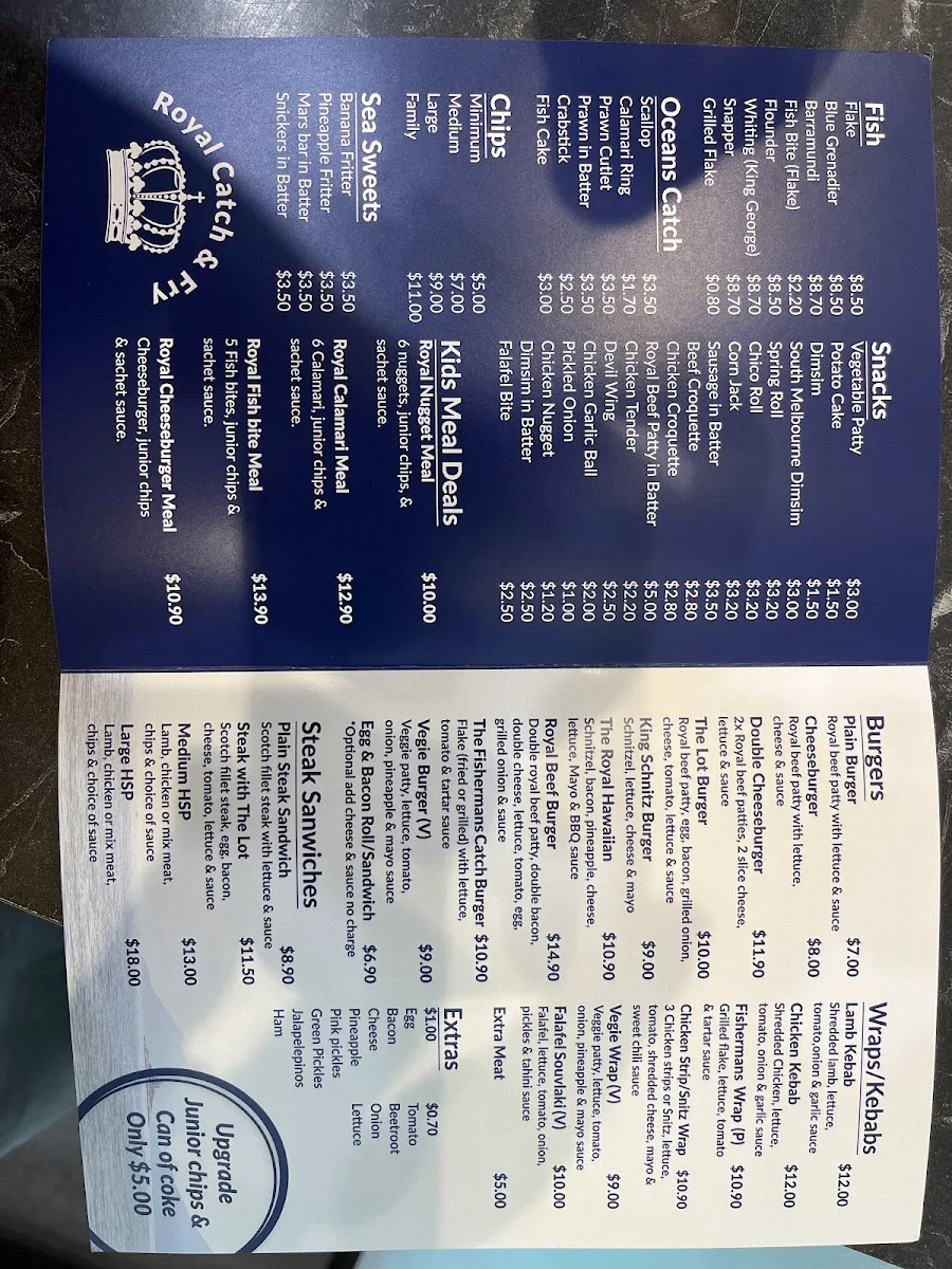 Menu, Royal Catch and fry