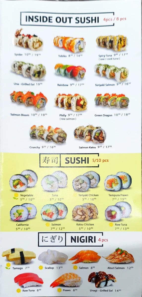 Menu, Silver Sushi