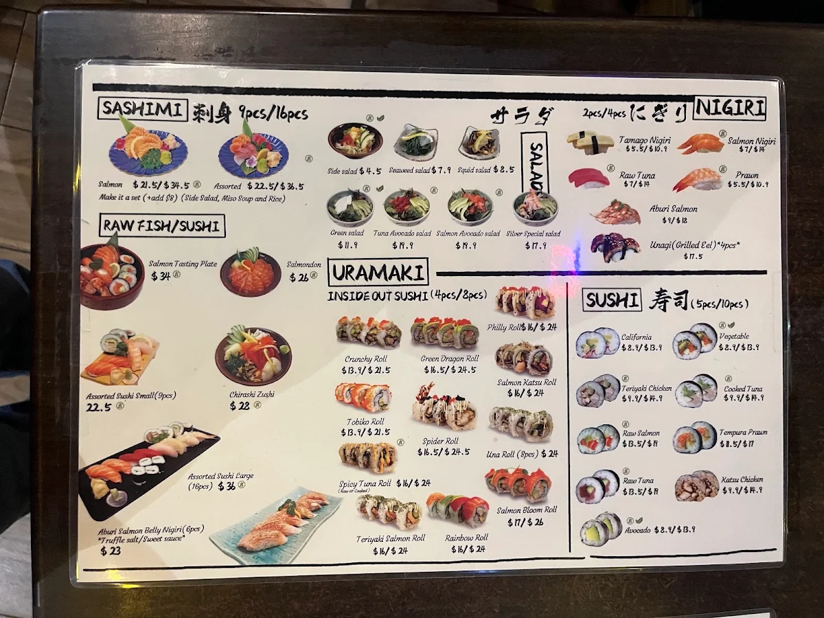 Menu, Silver Sushi