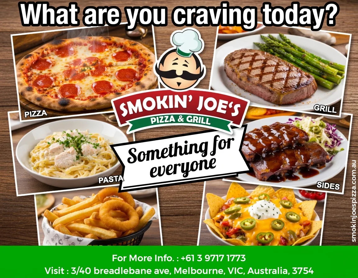 Menu, Smokin Joes Pizza & Grill - Mernda