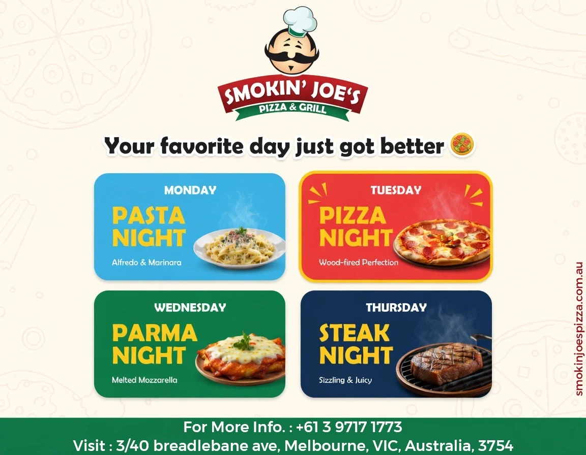 Menu, Smokin Joes Pizza & Grill - Mernda