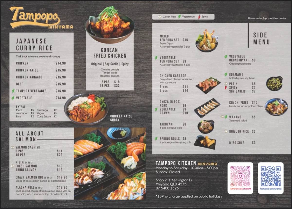 Menu, Tampopo Kitchen - Minyama