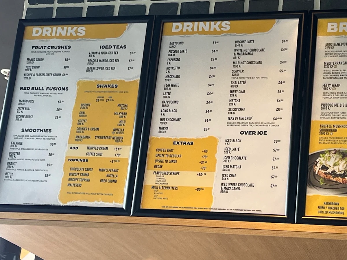Menu, Piccolo Me ICW Wollongong