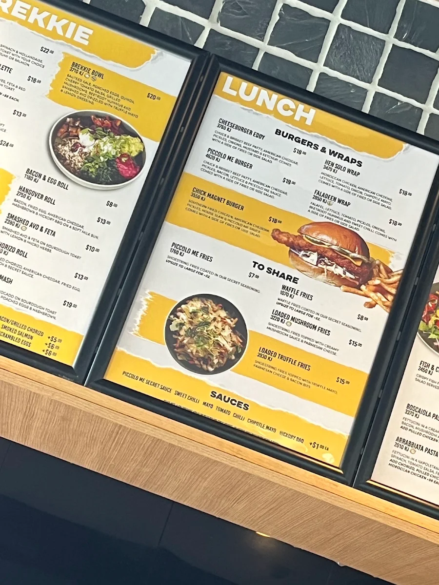 Menu, Piccolo Me ICW Wollongong
