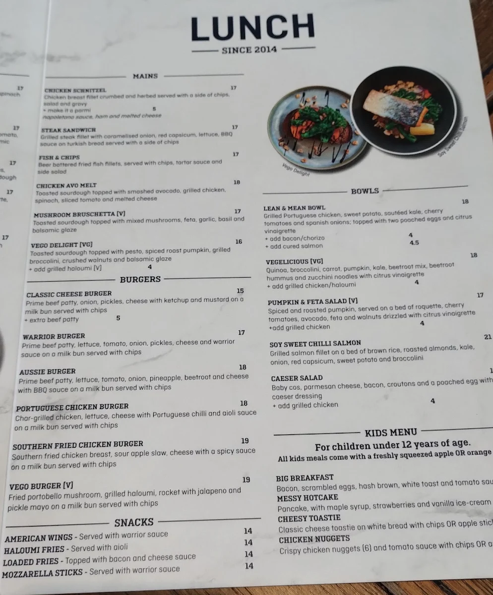 Menu, Espresso Warriors