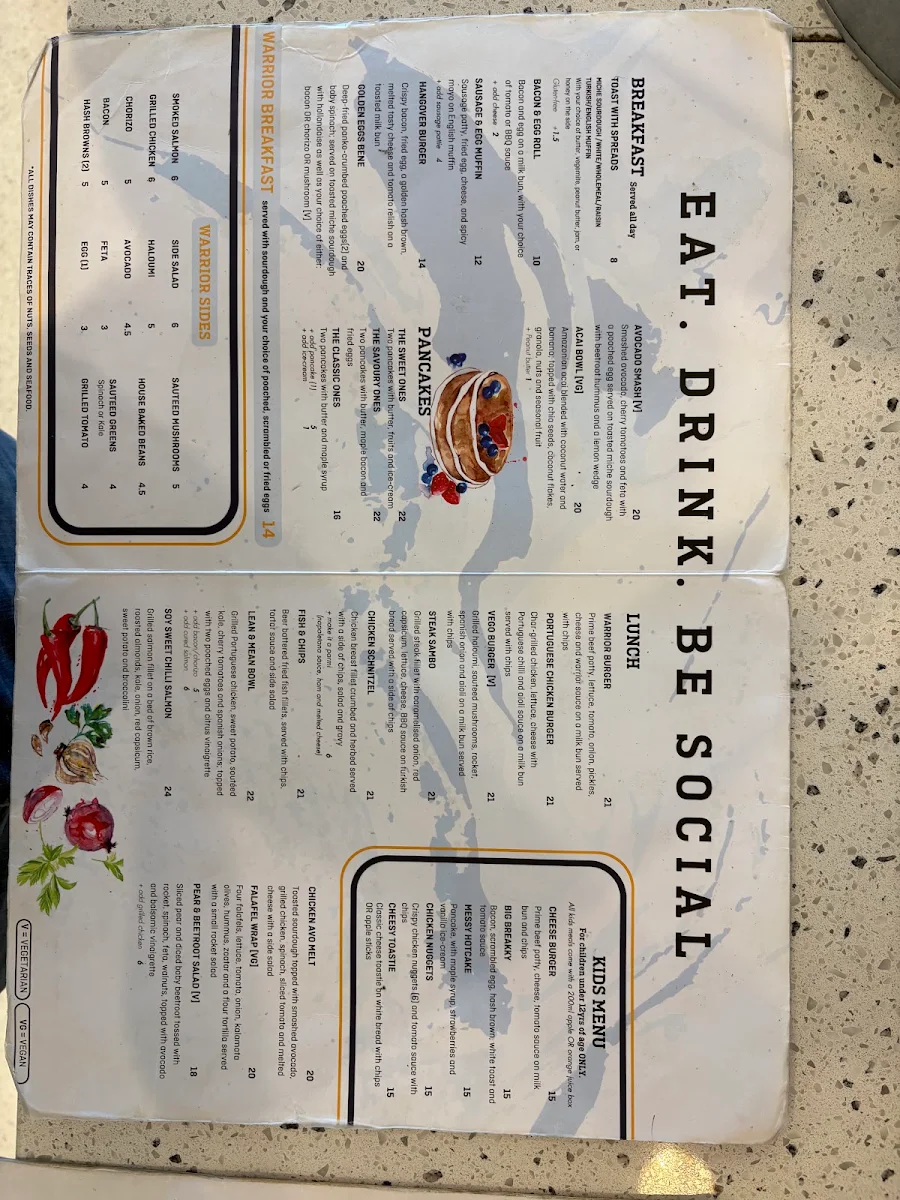 Menu, Espresso Warriors