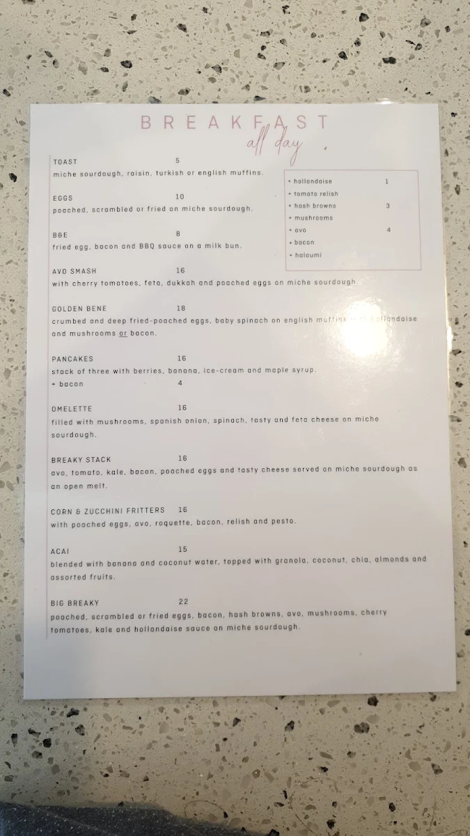 Menu, Espresso Warriors