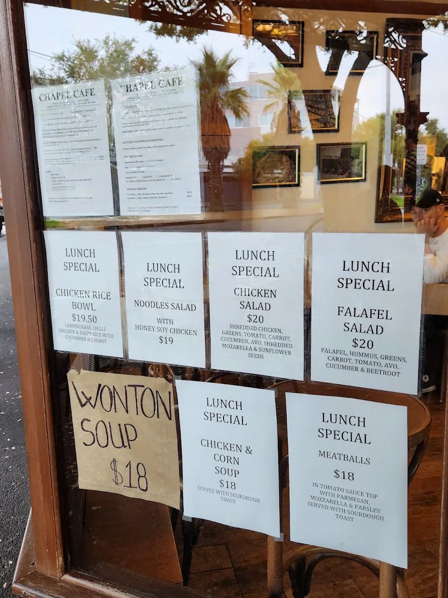 Menu, Chapel Bakery Cafe