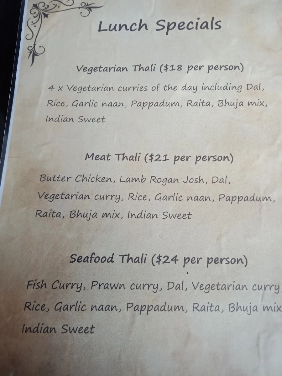 Menu, Copper Chimney