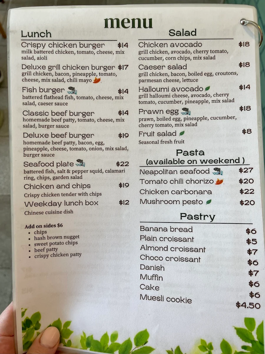 Menu, Forest Lodge Cafe