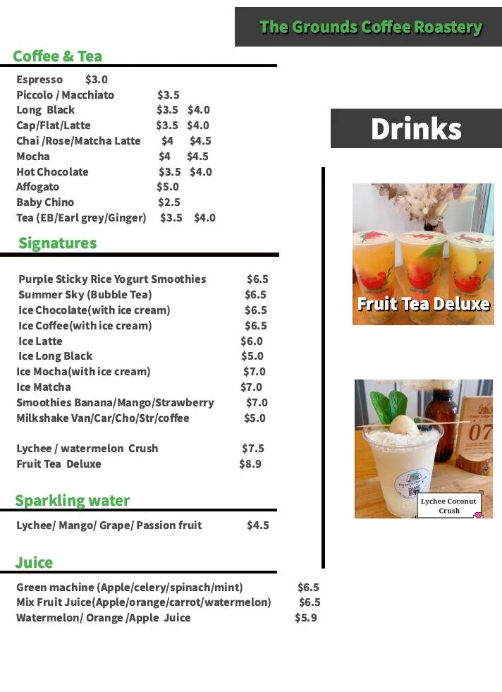Menu, Forest Lodge Cafe