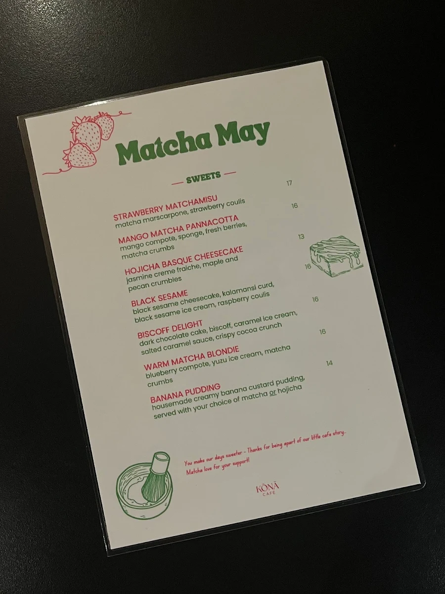 Menu, Kona Applecross