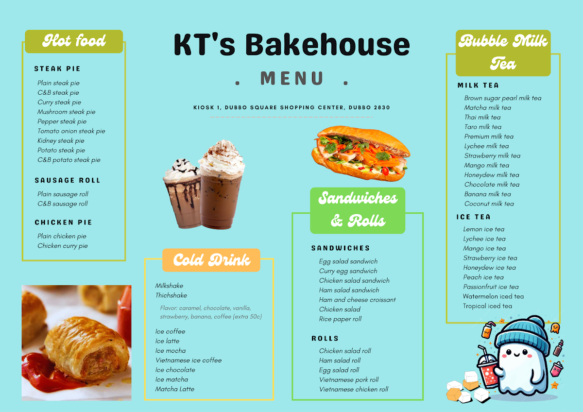 Menu, Kt’s Bakehouse